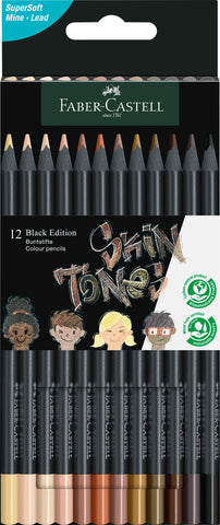 Colouring Pencil Black Edition Packet x 12/SKIN TONES
