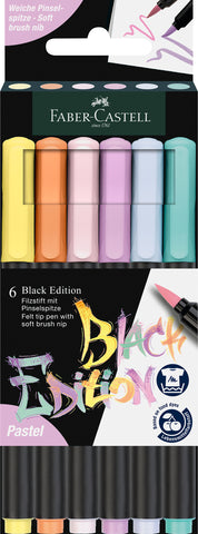 Brush Pen Black Edition Pastel Packet x 6