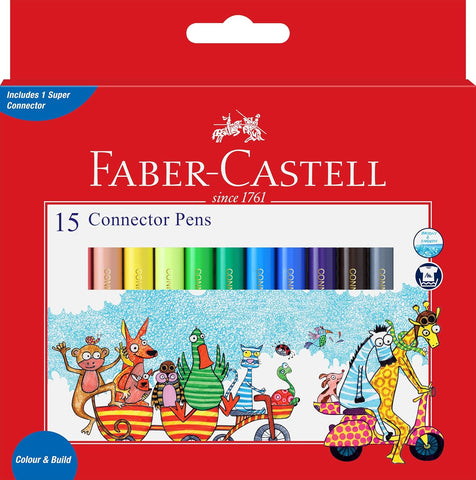 Felt Tip Connector Pens - Pkt x 15 Assorted Colors