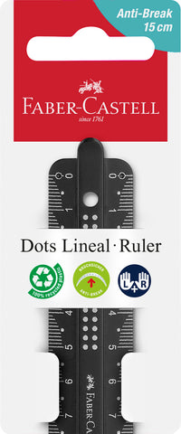 Ruler 15 cm Dots Break Resistant - Black