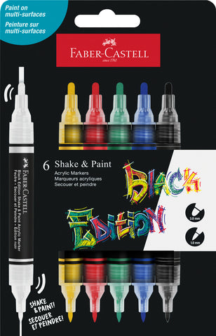 Shake and Paint Acrylic Marker Black Edition - Classic Packet x 6