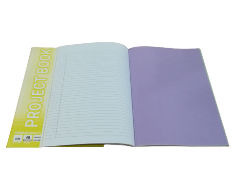 A4 Project Book Wide Lines - 1pg Lined/1pg Blank Coloured