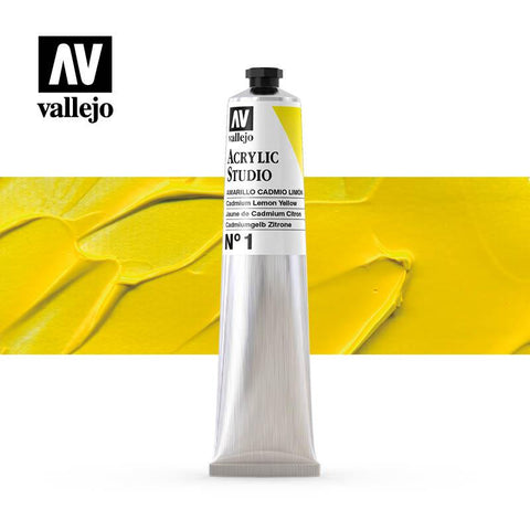 Tube Acrylic Paint Vallejo 58ml - (01) Cadmium Lemon Yellow