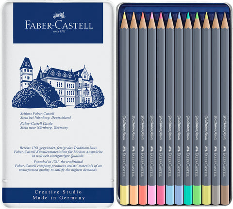 Watercolour Pencil Goldfaber Aqua - Tin x 12 Pastel Assorted Colours