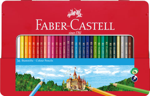 Colouring Pencils  Tin x 36 - Hexagonal Assorted Colours