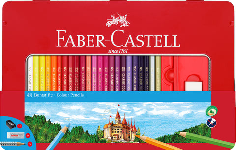 Colouring Pencils  Tin x 48 Gift Set - Hexagonal Assorted Colours