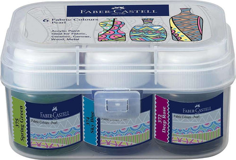 Pearl Fabric Colours - Plastic Box 6 x 10ml