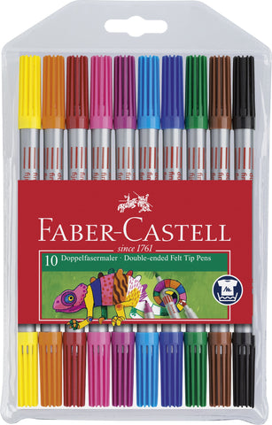 Felt Tip Double-Ended Pens - Wallet X 10
