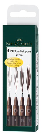 Pitt Artist Pens   Wallet X 4  - Sepia