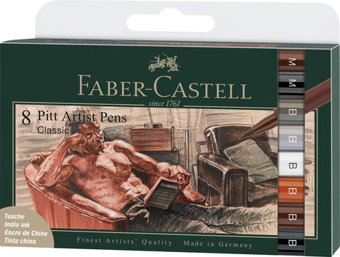 Pitt Artist Pens Wallet X 8 - Classic Colours
