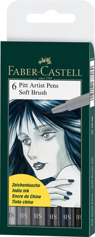 Pitt Artist Pens Wallet x 6 - Grey Tones/SB