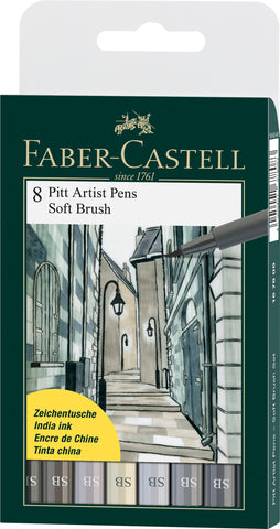 Pitt Artist Pens Wallet x 8 - Grey Tones/SB