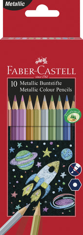 Colouring    Pencils Hexagonal  - Metallic/Pkt x 10 Assorted Colours
