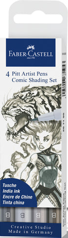 Pitt Artist Pens Wallet x 4 - Comic/Shading Set