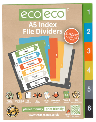 Dividers     A5 Standard ECO - Set x 6 Numbers
