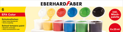 Tempera/Poster Colours - Pack x 6 tubs x 25ml/Basic Colours