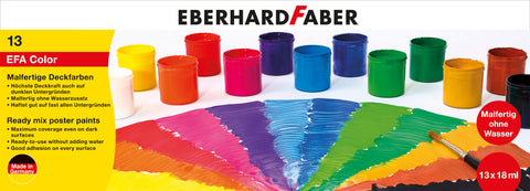 Tempera/Poster Colours - Pack x 13 tubs x 18ml/Assorted Colours
