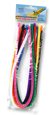 Chenille Stems 50cm/8mm - Pkt x 10 Assorted Colours