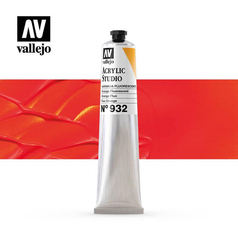 Tube Acrylic Paint Vallejo 58ml - (932) Fluorescent Orange