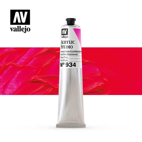 Tube Acrylic Paint Vallejo 58ml- (934) Fluorescent Red Pink