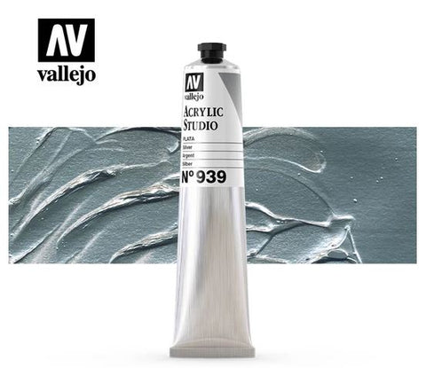 Tube Acrylic Paint Vallejo 58ml - (939) Silver