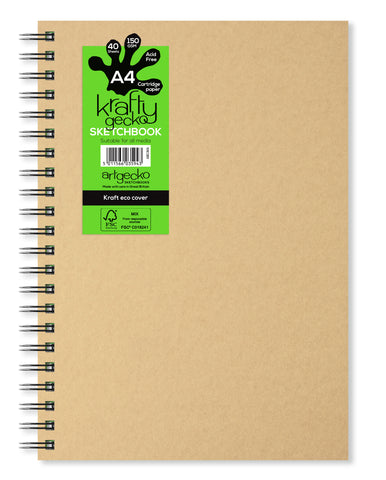 Sketch Book Spiral Gecko - Craft Eco cover/150gsm/A4 Portrait/40 sheets