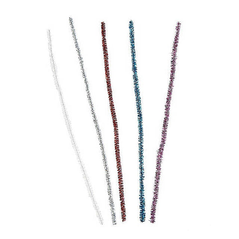 Chenille Stem 50cm/8mm Metallic - Pkt x 5 Assorted Colours