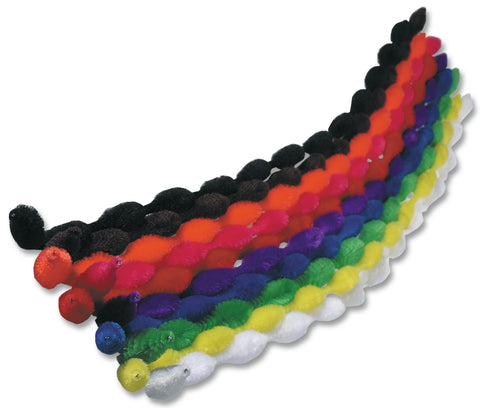 Chenille Stem 50cm/10mm Spiral Bumps - Pkt x 5 Assorted Colours