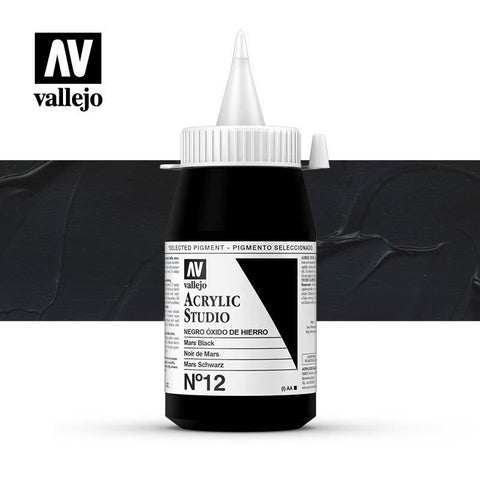 Tub x 500ml Acrylic Paint Vallejo - (12) Mars Black
