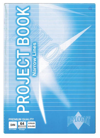 A4 Project Book Narrow Lines PTS - 1pg Lined/1pg Blank White