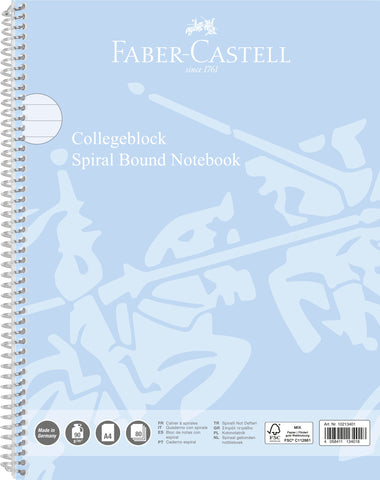 A4 Notebook Spiral FC - 80 sheets/90gsm/4 hole/Ruled/Perforated Sky Blue