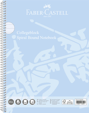 Notebook Spiral A4 - PP Sky Blue Cover/80 sheets/90gsm/4 hole/Ruled/Perforated