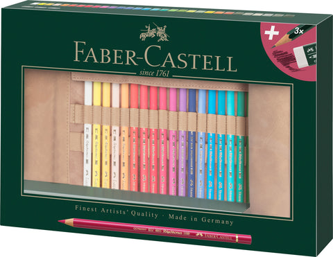 Art & Graphic Pencil Roll - PU Leather/Polychromos Pencils