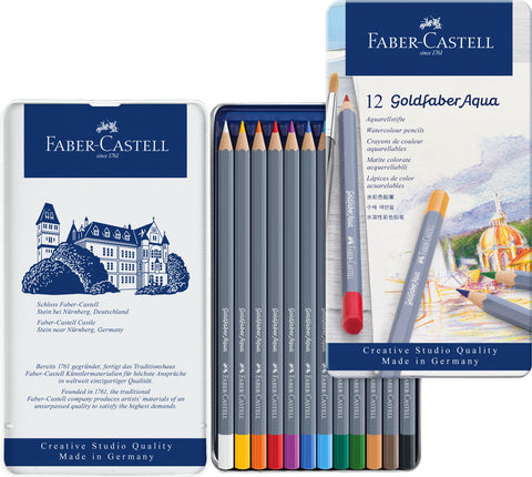 Goldfaber Aqua Watercolour pencils - Tin x 12 Asstd Cols