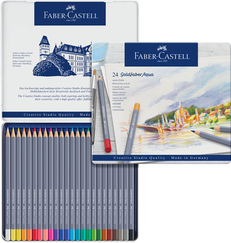 Goldfaber Aqua Watercolour pencils - Tin x 24 Asstd Cols