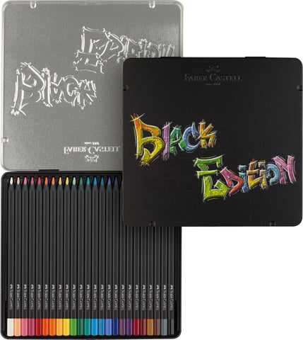 Black Edition Colouring Pencils Triangular - Black wood/Supersoft lead Tin x 24 Assorted Colours