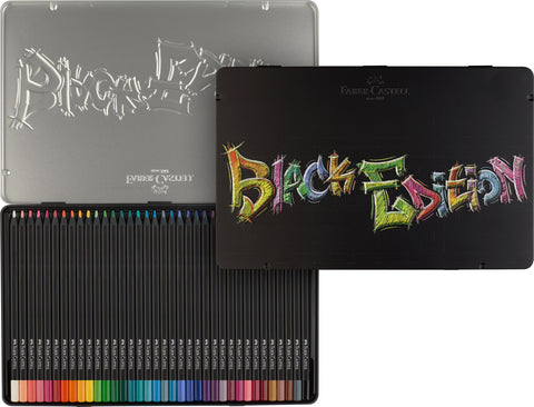 Black Edition Colouring Pencils Triangular - Black wood/Supersoft lead Tin x 36 Assorted Colours