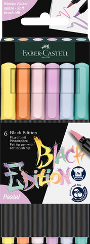 Brush Pen   Black Edition Pastel Packet x 6