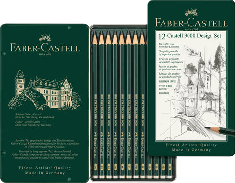 Castell 9000 Design Set - Tin x 12 Assorted Grades