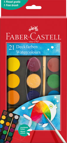 Water  Colour Paintbox - Plastic Box x 21 Assorted Colours