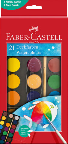 Watercolour Paintbox - Plastic Box x 21 Assorted Colours