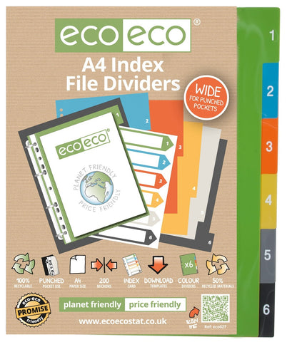 Eco-friendly Dividers A4 Wide/200 microns - Set x 6 Numbers