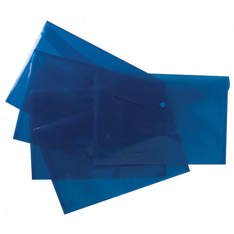 - A4 Plastic Envelope File With Button - Blue
