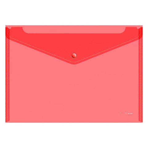 A4 Plastic Envelope File With Button - Red (pack of 2)