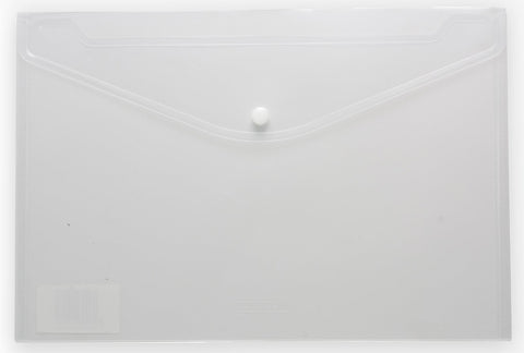 Eco-friendly A4 Plastic Envelope File With Button - White/Clear