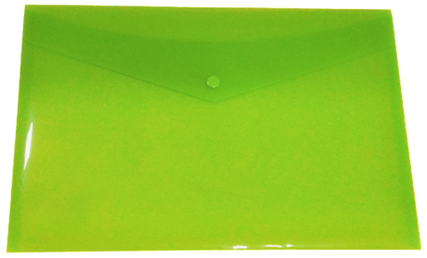 Eco-friendly A4 Plastic Envelope File With Button - Green
