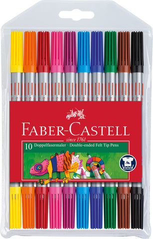 Felt Tip Double-Ended Pens - Wallet X 10
