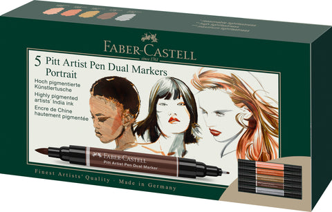 Pitt Artist Pen Dual Marker Wallet x 5 Portrait