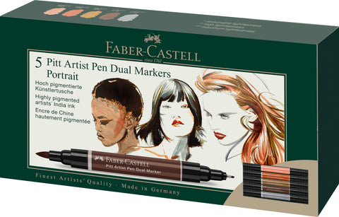 Pitt Artist Pen Dual Marker India ink - Carton Wallet x 5 Portrait