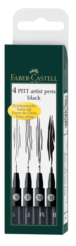Pitt Artist Pens - Wallet x 4/Black B-M-F-S